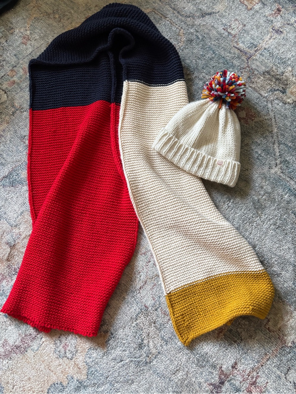 Marine Layer Knit Pom Pom Beanie & Scarf Set